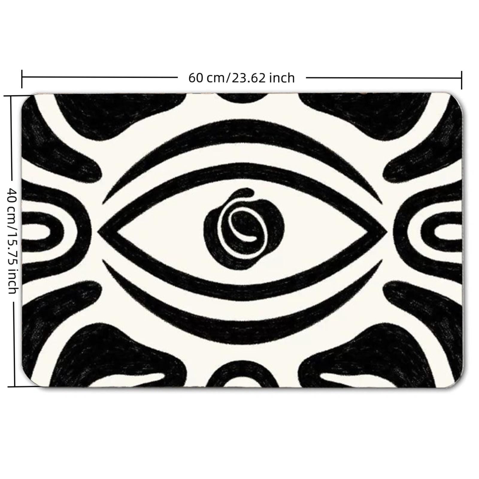 Abstract Eye Floor Mat – Black and White Boho Decor Rug