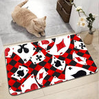 Tapis de sol cartes à jouer rouges et noires | Tapis de poker damier