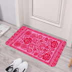 Vintage Pink Floral Bandana Floor Mat, Non-Slip Rubber Backing