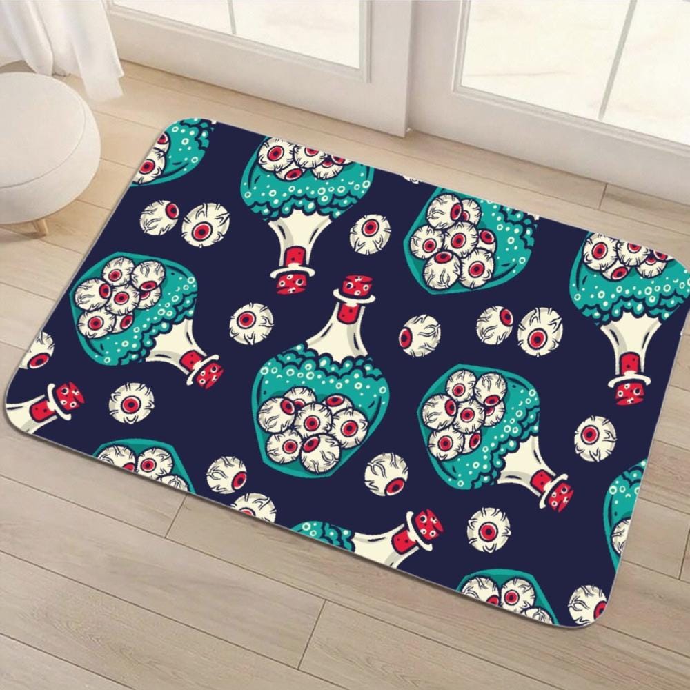 Spooky Eyeball Potion Bottle Rug, Gothic Halloween Decor