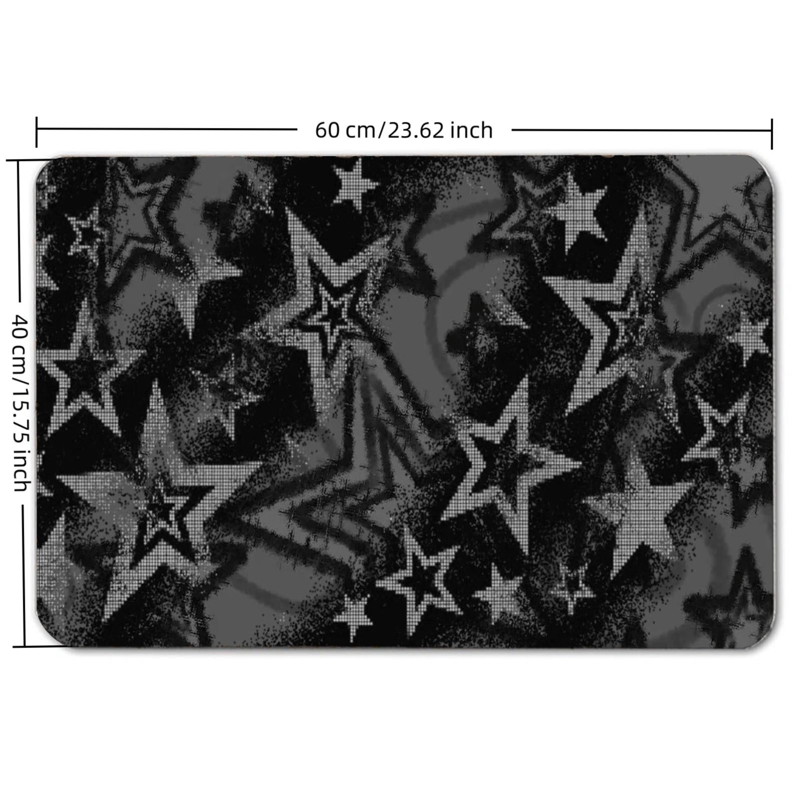 Grunge Black Star Floor Mat – Distressed Gothic Home Decor