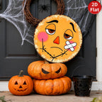 Enseigne métallique Tête de citrouille | Bouche cousue, pansement | Décoration d'Halloween