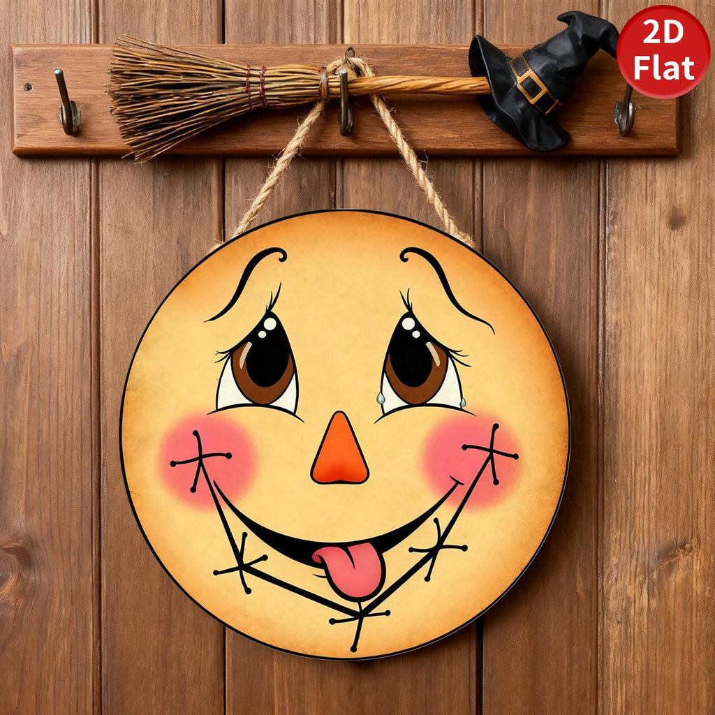 Rustic Pumpkin Scarecrow Metal Sign - Fall Halloween Decor