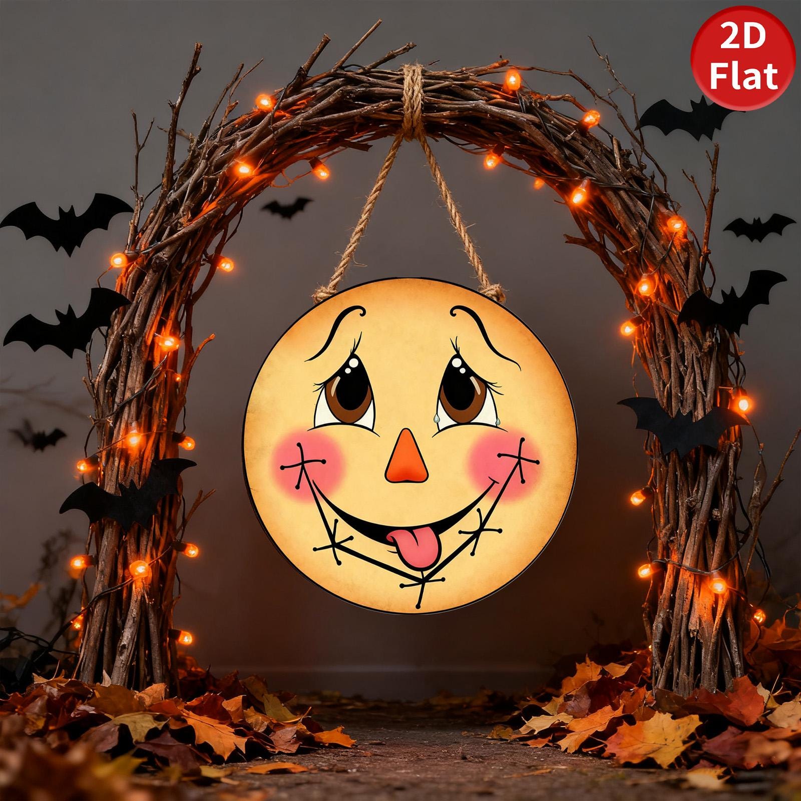 Rustic Pumpkin Scarecrow Metal Sign - Fall Halloween Decor