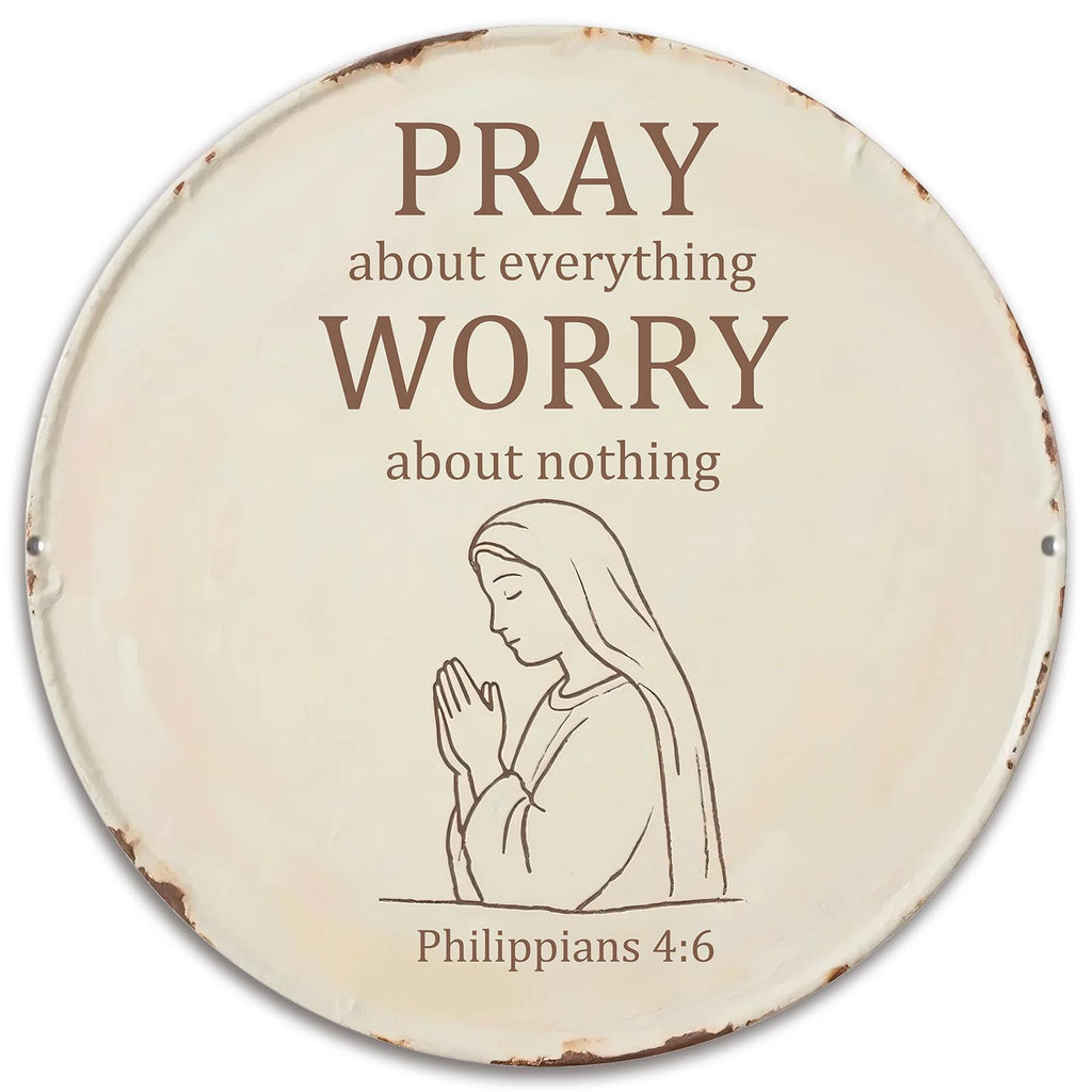 Rustic Metal Sign – Philippians 4:6 Christian Wall Decor