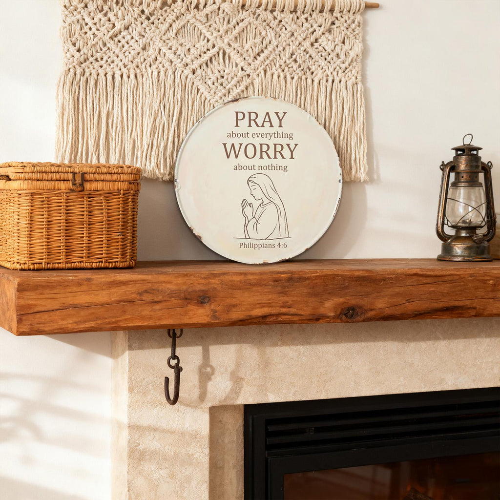 Rustic Metal Sign – Philippians 4:6 Christian Wall Decor