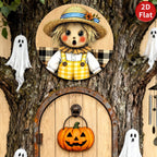 Scarecrow Metal Tin Sign, Farmhouse Fall Harvest Decor (8x8 inch)