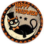 Vintage Halloween Blechschild, Schwarze Katze Kunst, Gruselige Heimdekoration