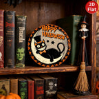 Vintage Halloween Blechschild, Schwarze Katze Kunst, Gruselige Heimdekoration