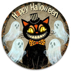 Plaque métal d'Halloween, Chat noir, Fantômes, Décoration de fête