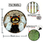 Plaque métal d'Halloween, Chat noir, Fantômes, Décoration de fête