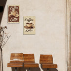 Enseigne Métal Café Latte Vintage, Décoration Cuisine Café