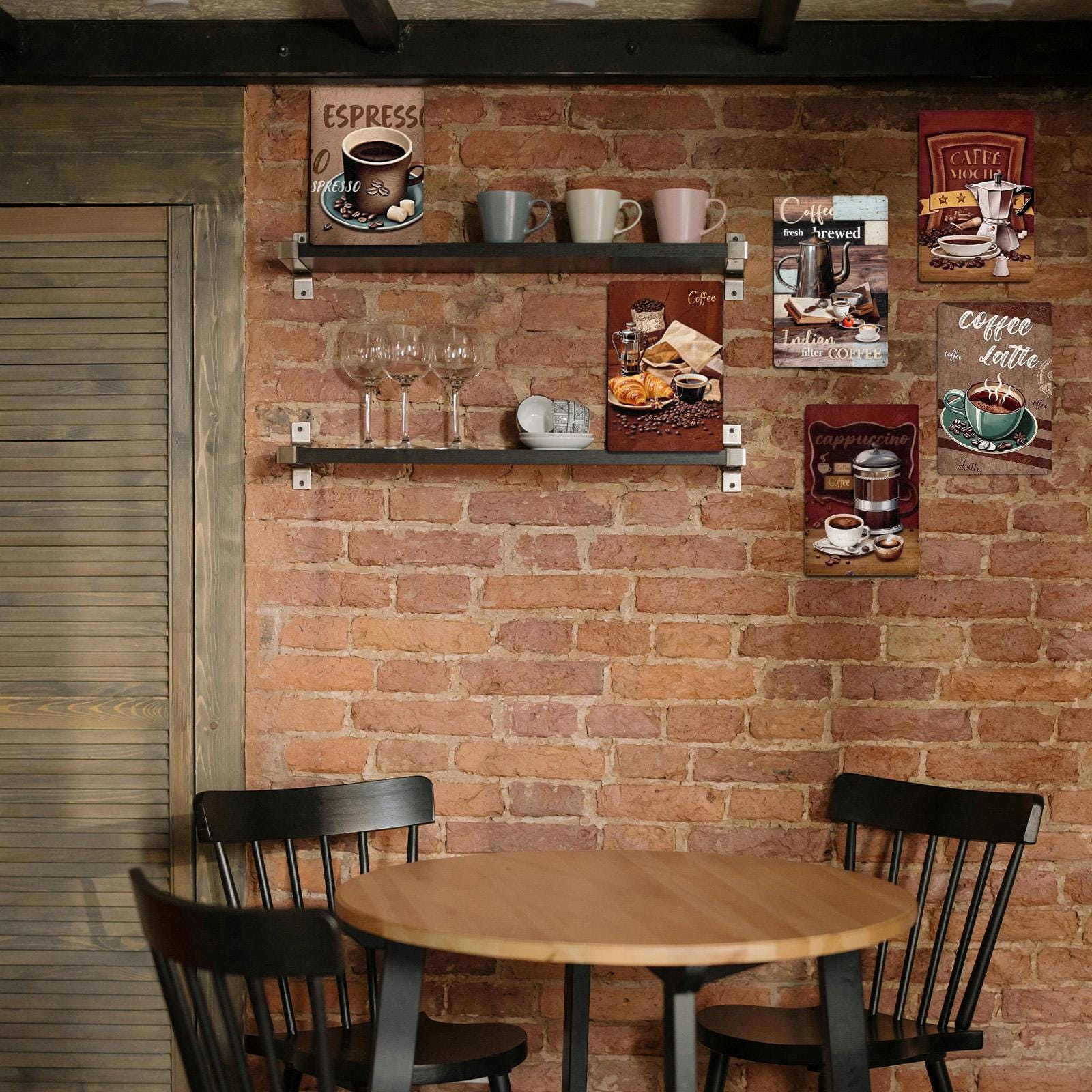 Vintage Coffee Art Metal Sign, Cappuccino, Latte, Espresso Print