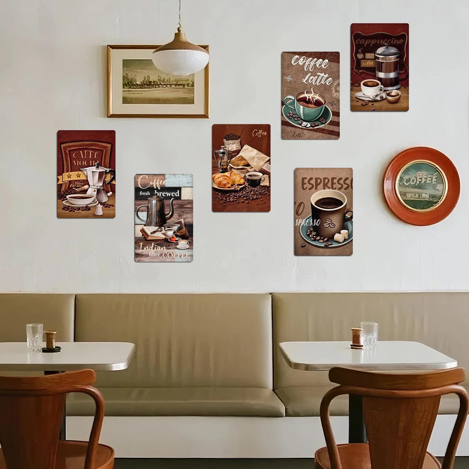 Vintage Coffee Art Metal Sign, Cappuccino, Latte, Espresso Print