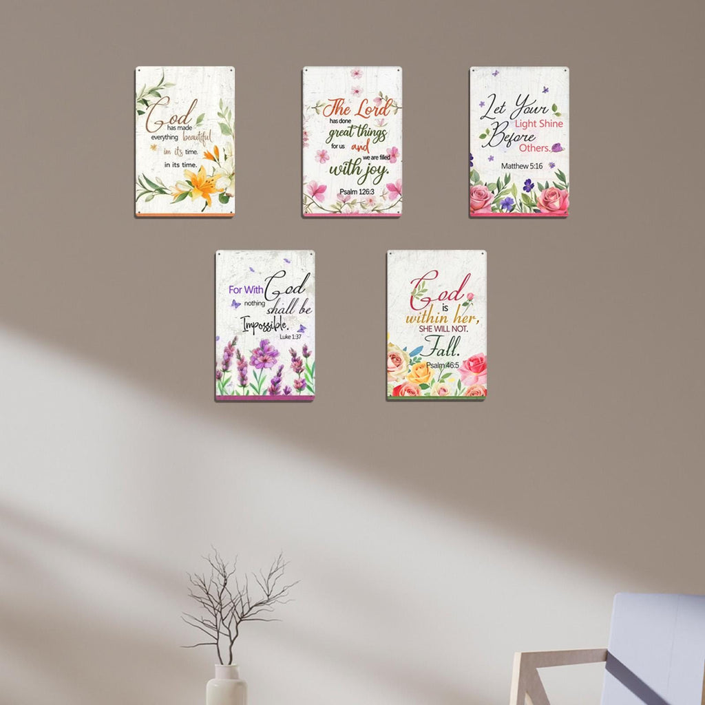 Blumen-Schriftzug Metallschild | Inspirierende Vintage Heimdekoration (20x30cm)