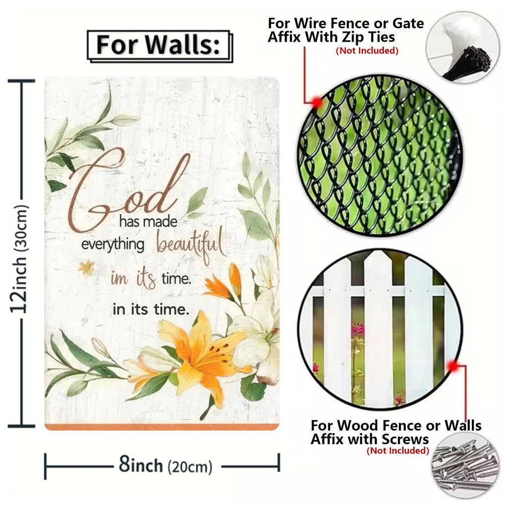 Blumen-Schriftzug Metallschild | Inspirierende Vintage Heimdekoration (20x30cm)