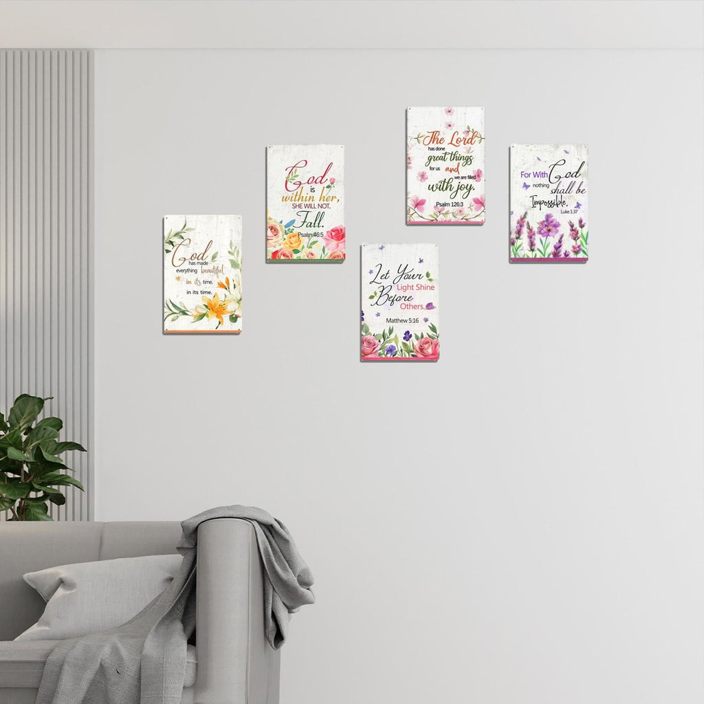 Blumen-Schriftzug Metallschild | Inspirierende Vintage Heimdekoration (20x30cm)