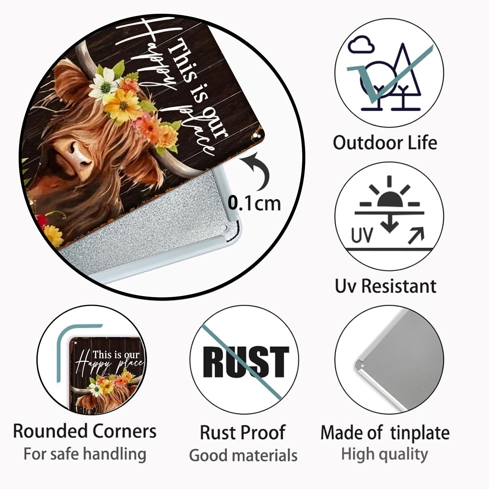 Cow Quote Metal Sign, Floral Farmhouse Decor