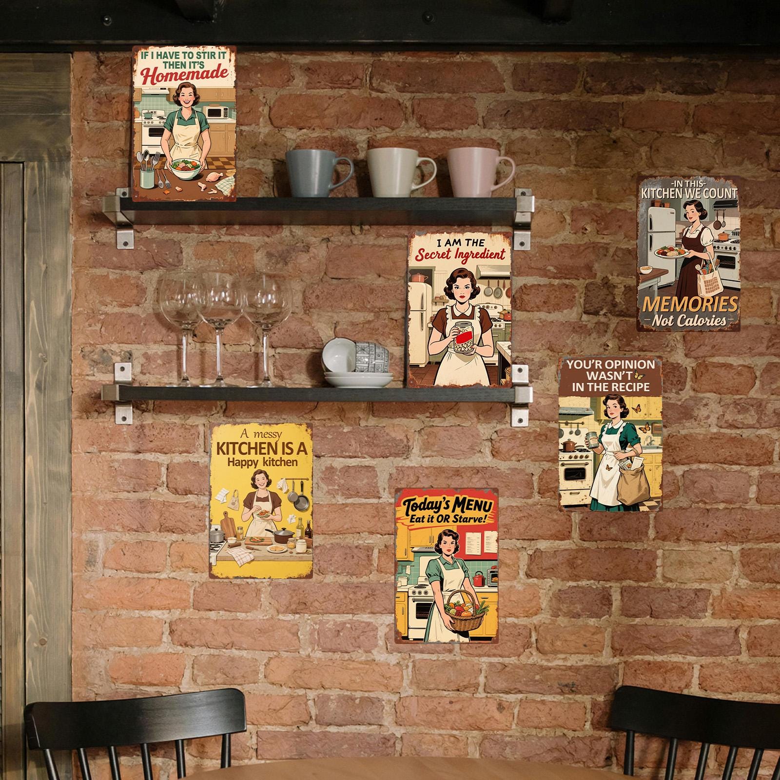 Vintage Kitchen Metal Sign | Retro Cooking Quotes Wall Art (8x12)