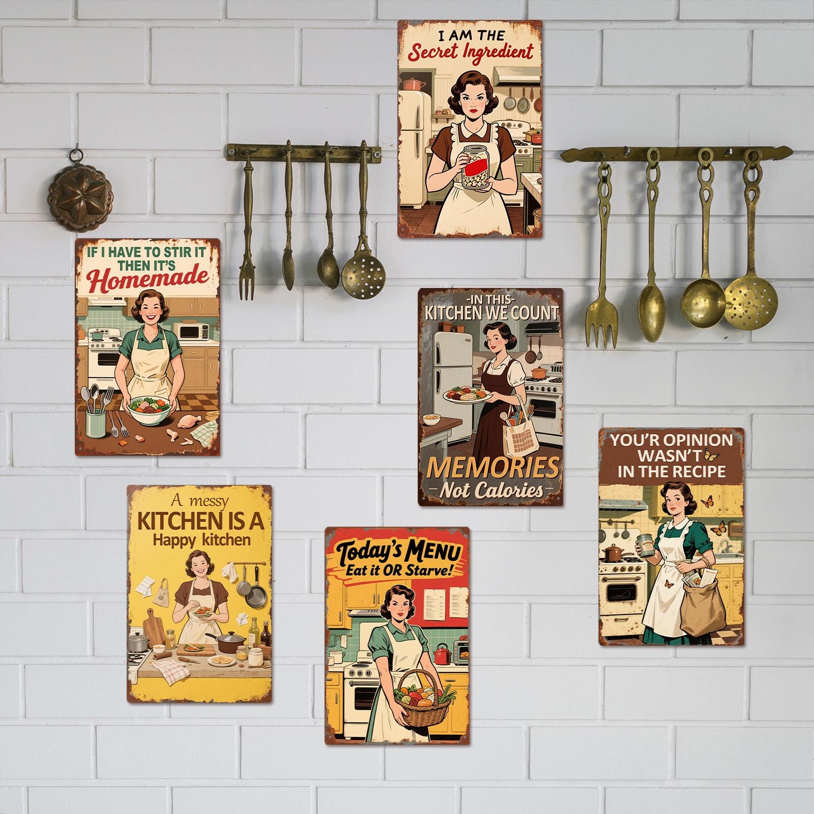 Vintage Kitchen Metal Sign | Retro Cooking Quotes Wall Art (8x12)
