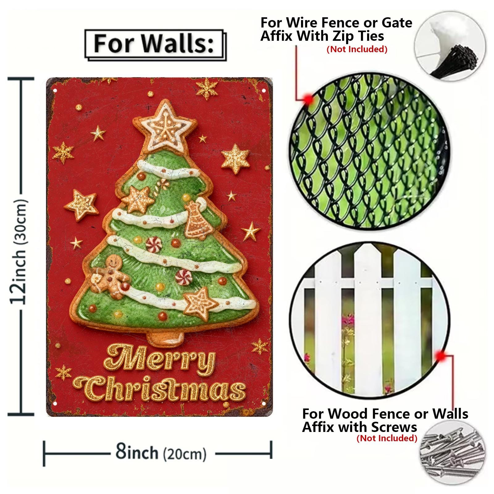 Christmas Metal Sign Set: Gingerbread, Cocoa, Tree (Set of 6)