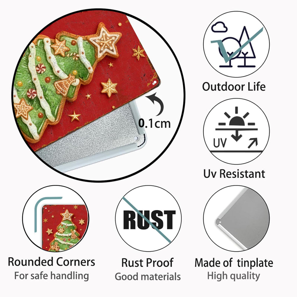 Christmas Metal Sign Set: Gingerbread, Cocoa, Tree (Set of 6)