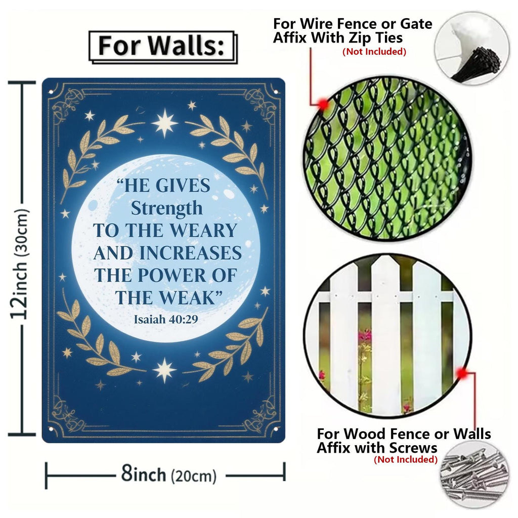 Inspirational Bible Verse Metal Sign, Rustic Religious Wall Art