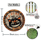 Halloween Metallschild-Set | Schwarze Katze, Kürbis, Mond (20x20 cm)