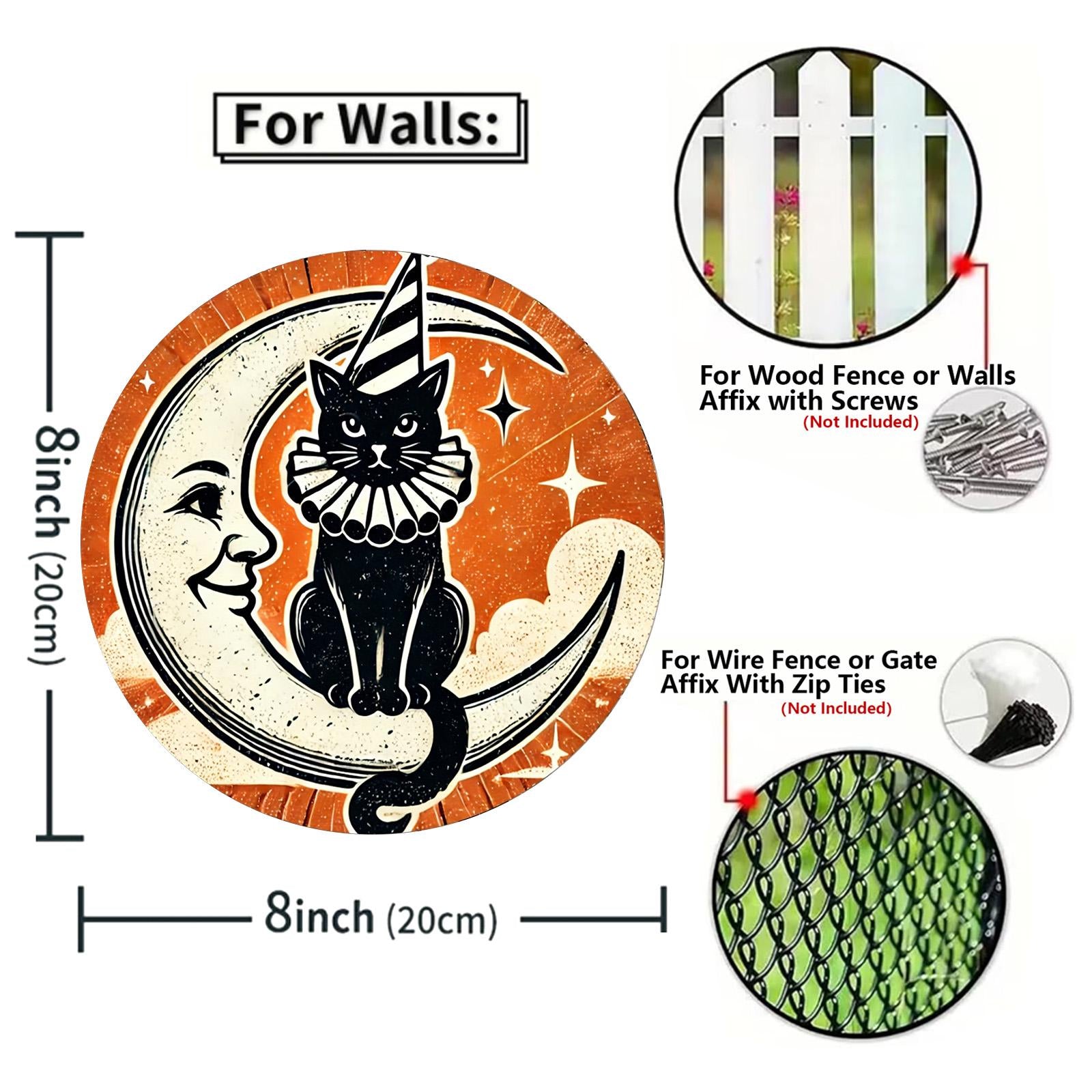 Halloween Cat & Witch Tin Coaster Set, Party Decor