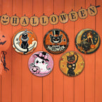 Halloween Katzen- & Hexen-Untersetzer-Set aus Blech, Party-Dekor Metallschild