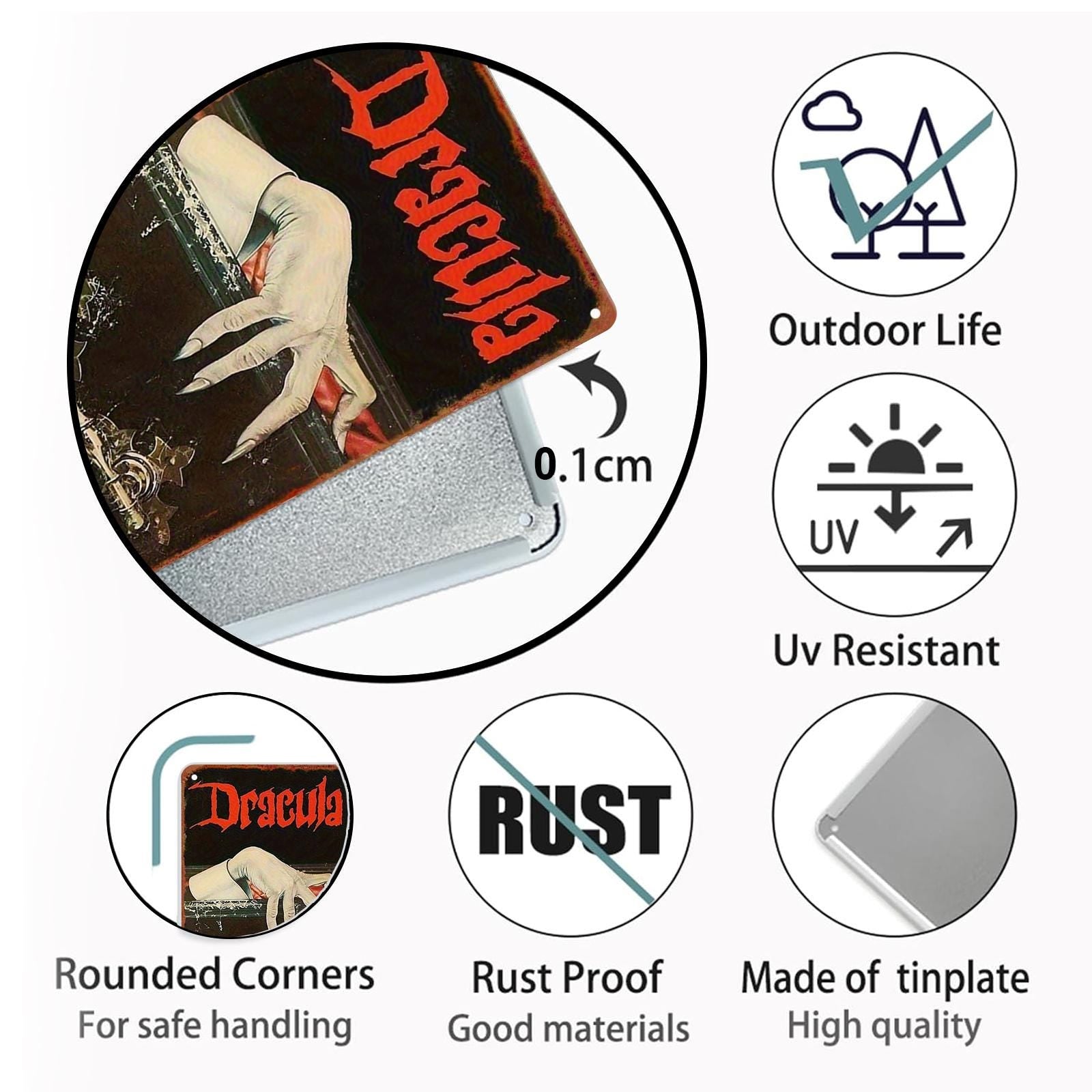 Halloween Metal Sign Set, Vintage Witch Cat Pumpkin Decor