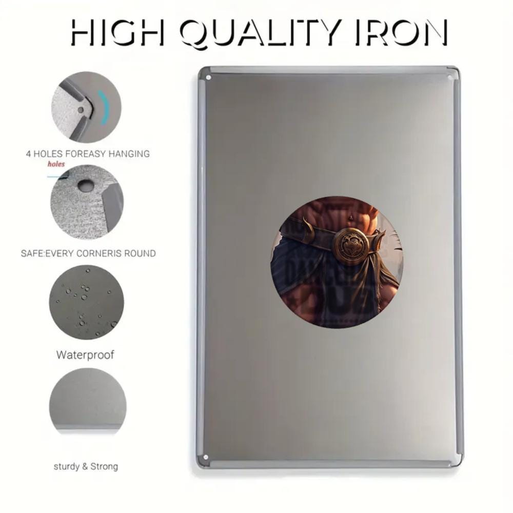 Muscular Warrior Metal Tin Sign, Game Room Wall Decor