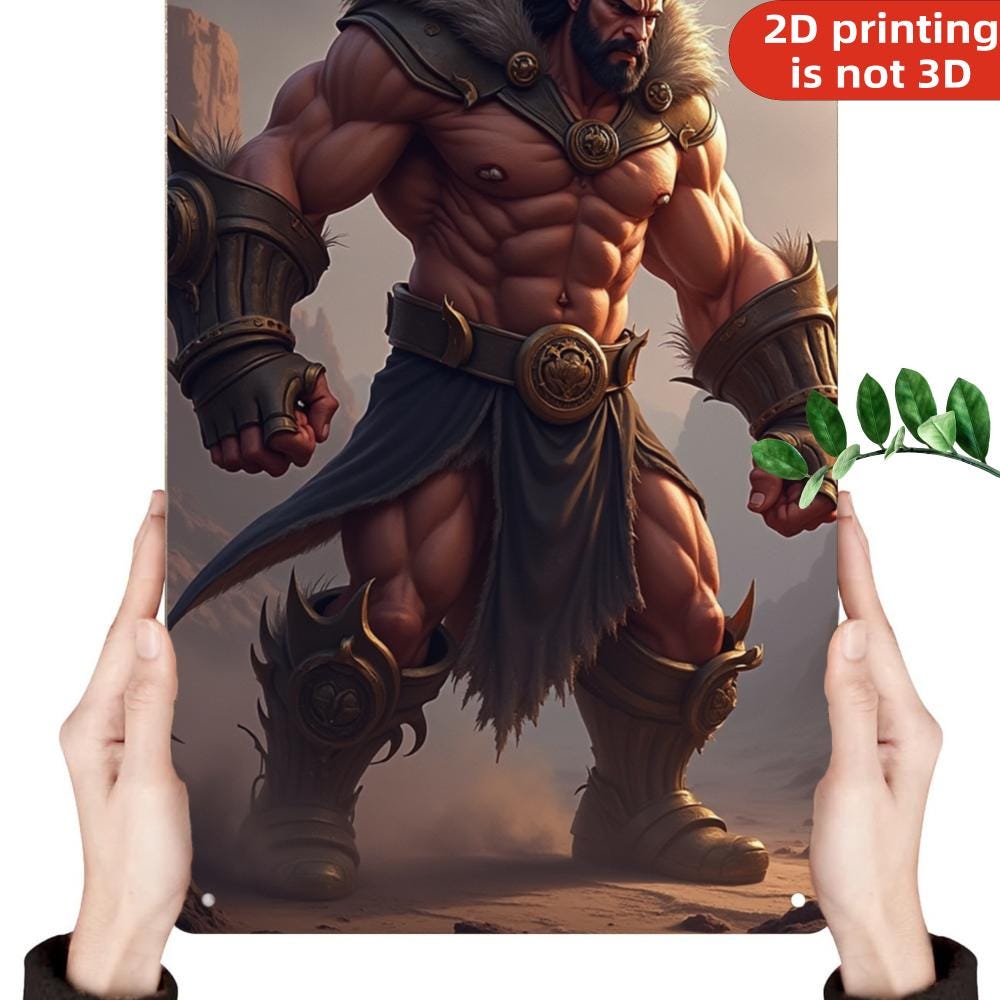 Muscular Warrior Metal Tin Sign, Game Room Wall Decor