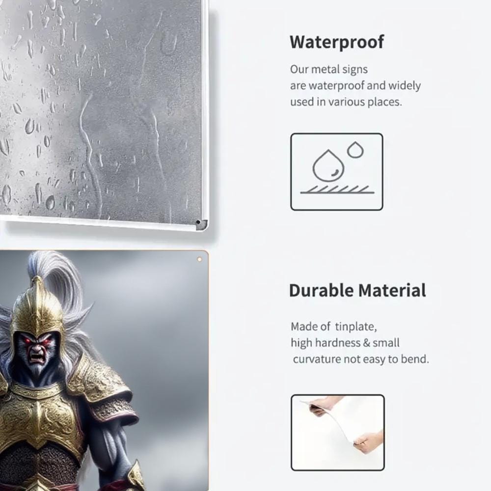 Warrior Armor Metal Tin Sign, Fantasy Game Room Decor