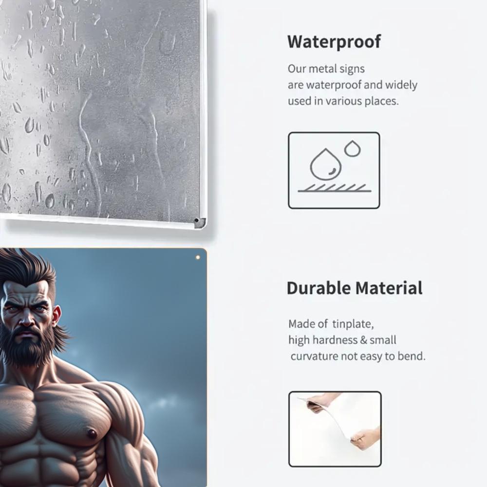 Muscular Warrior Metal Tin Sign, Fantasy Game Room Decor