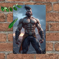 Muscular Warrior Metal Tin Sign, Fantasy Game Room Decor