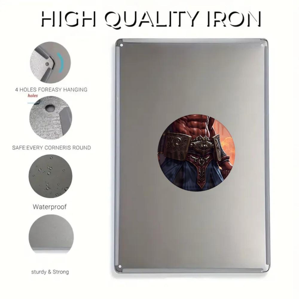 Muscular Fox Warrior Tin Sign, Fantasy Game Room Decor