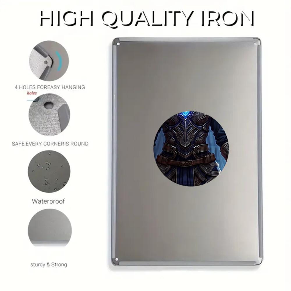 Fantasy Warrior Metal Tin Sign: Game Room Wall Decor (8x12 Inches)