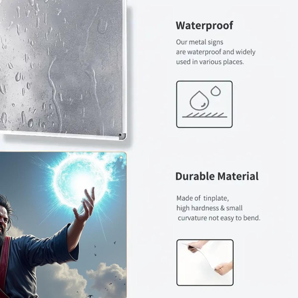 Anime Style Warrior Tin Sign, Game Room Decor, Man Cave Art