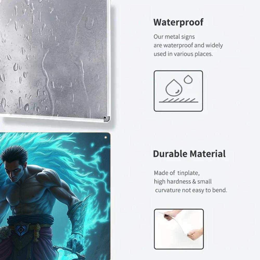 Dragon Warrior Metal Tin Sign, Game Room Decor (8x12 Inches)