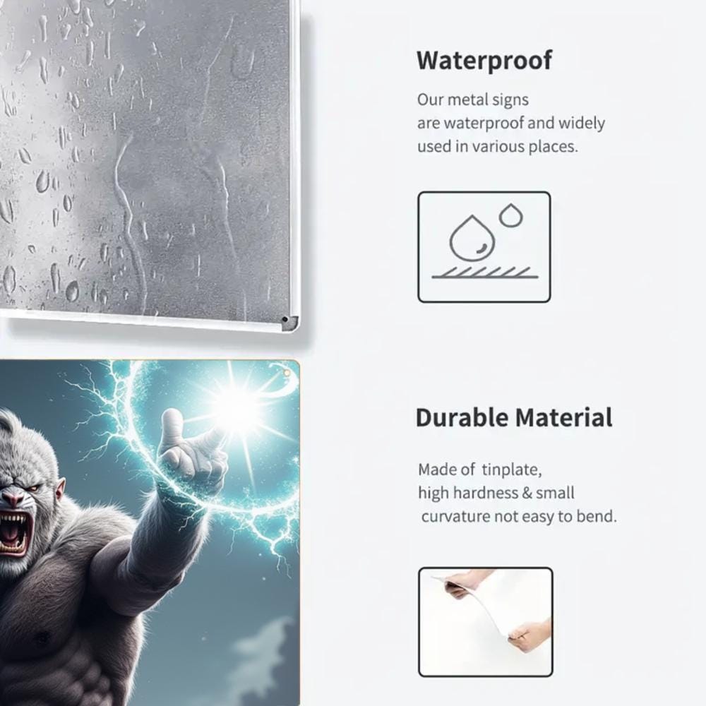 Mythical Warrior Tin Sign, Lightning Beast Art, Game Room Decor