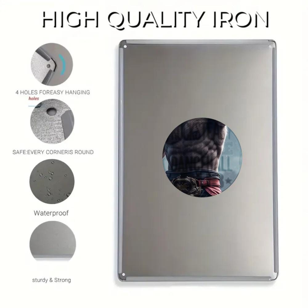 Mythical Warrior Tin Sign, Lightning Beast Art, Game Room Decor