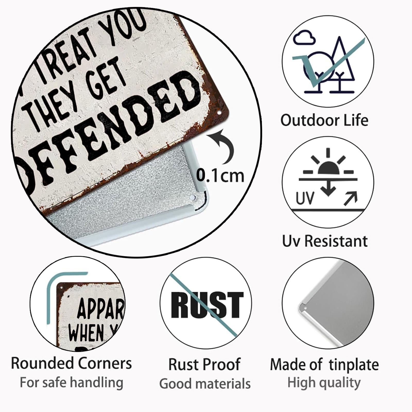 Retro Metal Sign Set: Funny Quote Wall Decor