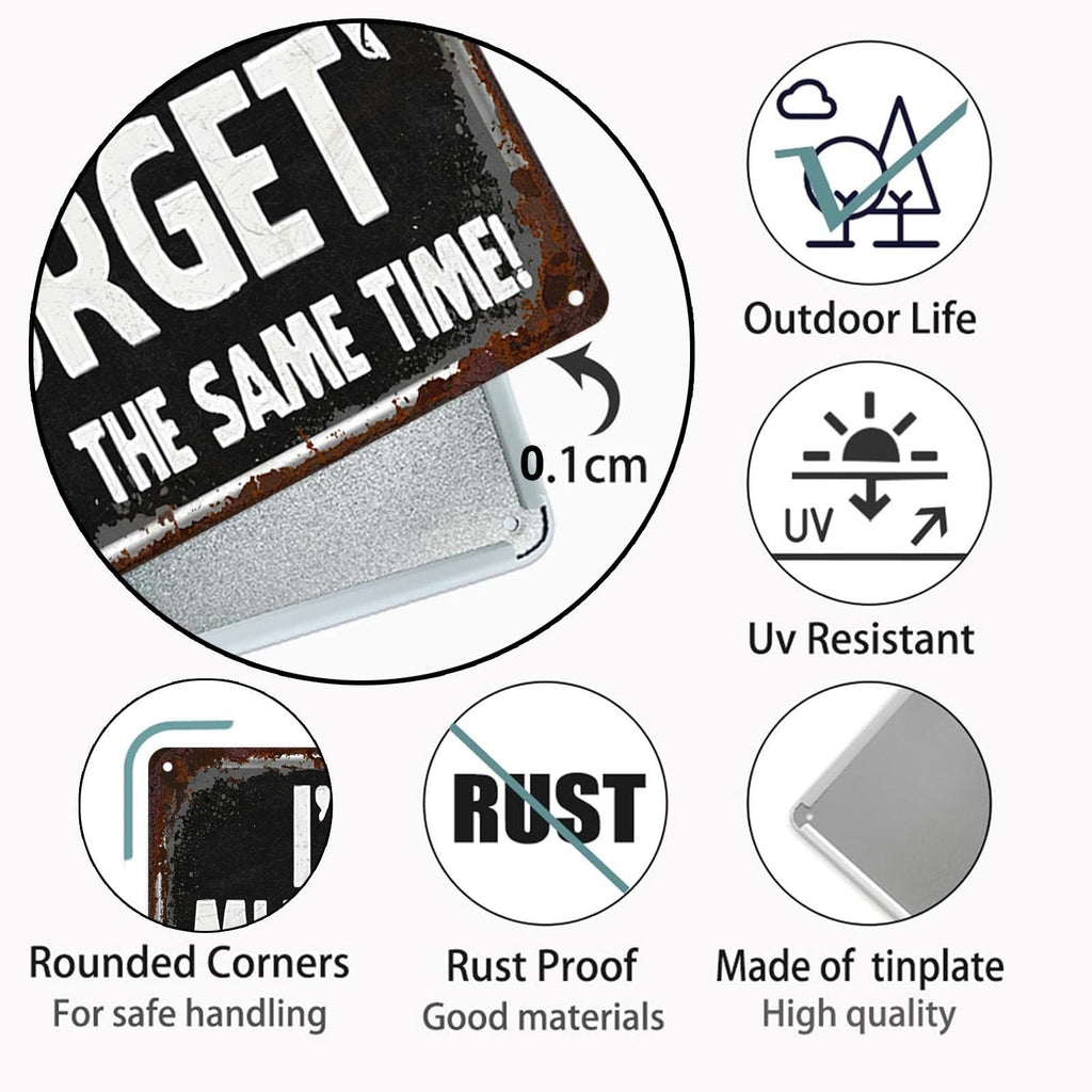 Funny Quote Metal Sign Set, Rustic Home/Office Wall Decor