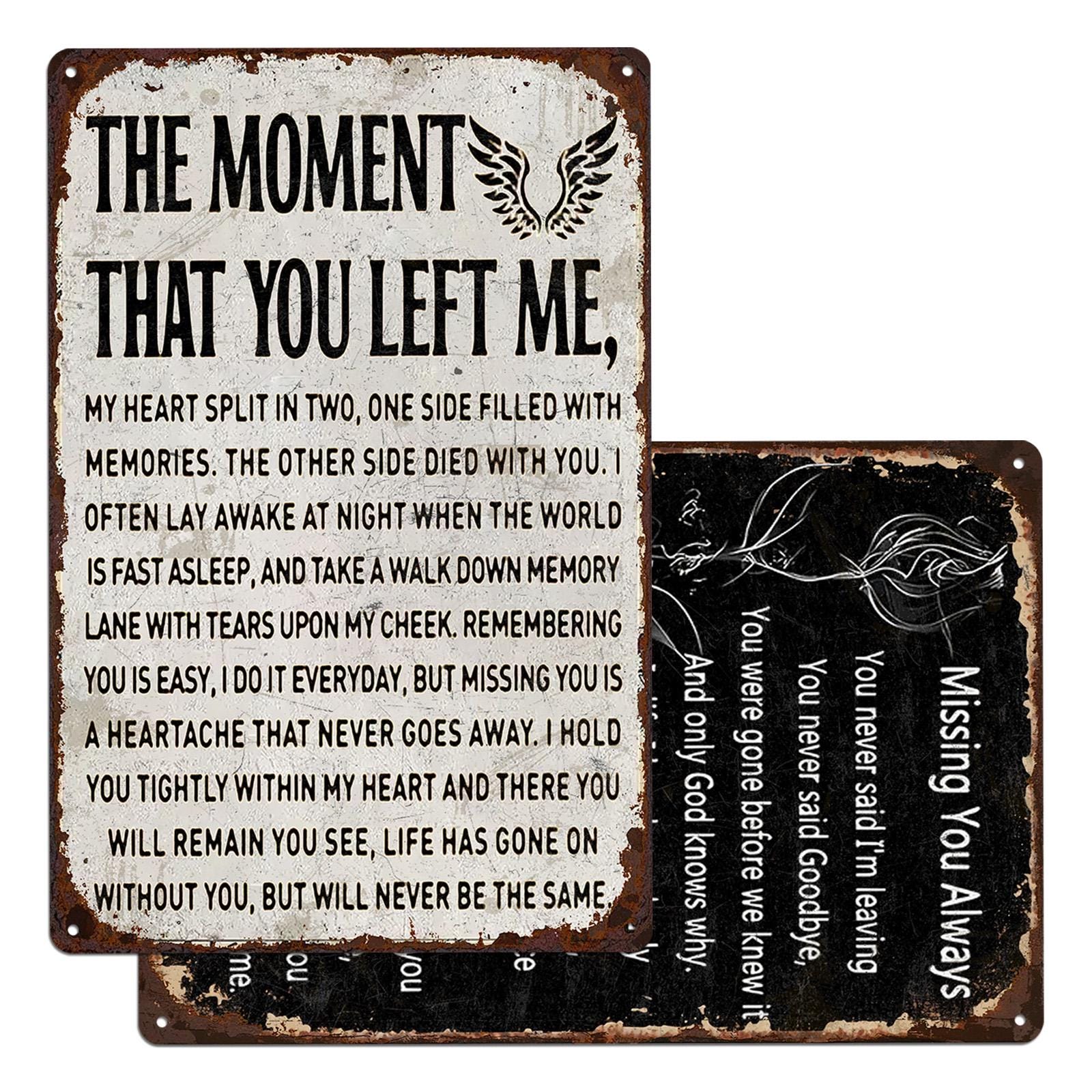 Memorial Poem Metal Wall Sign - Missing You Always, Remembrance Decor