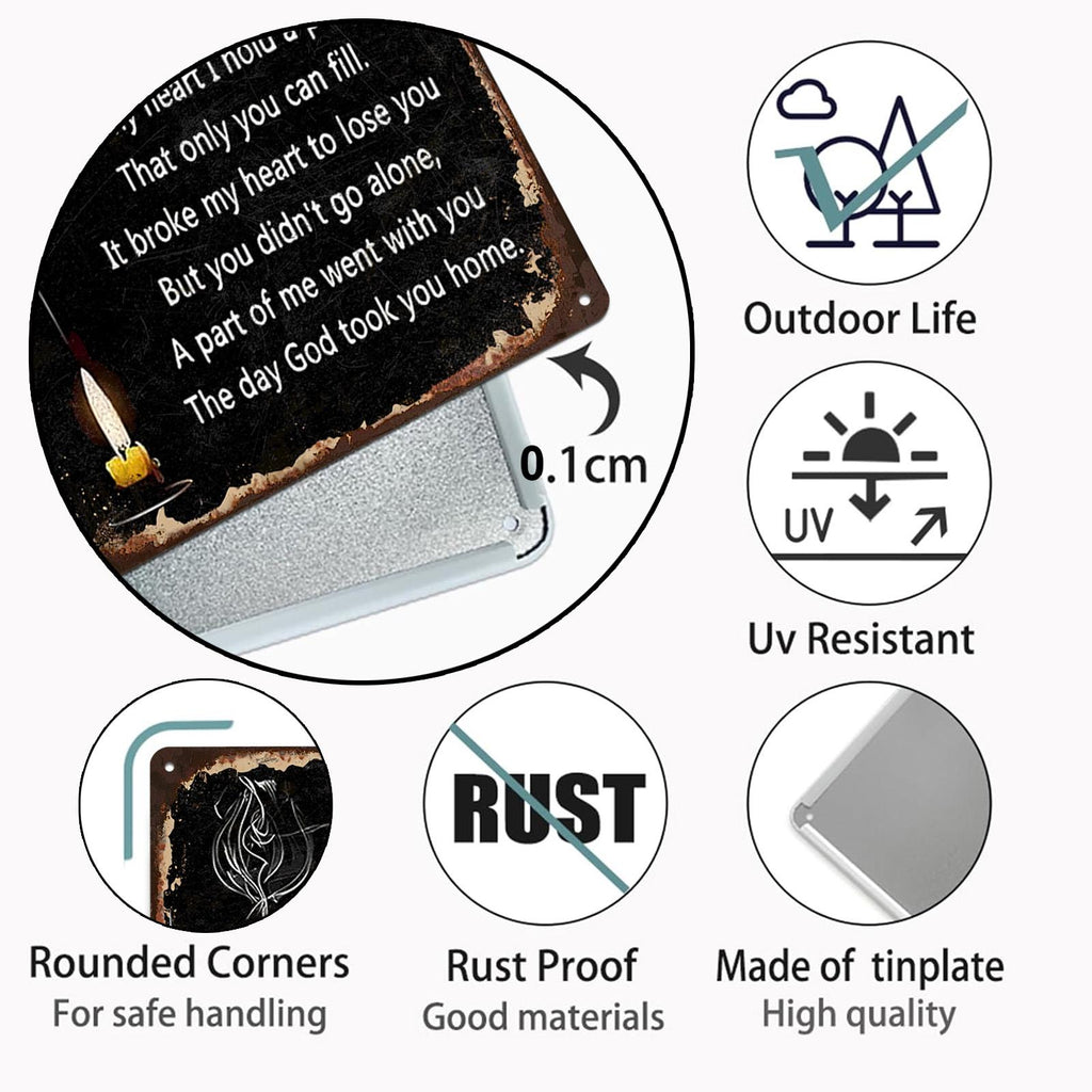 Memorial Poem Metal Wall Sign - Missing You Always, Remembrance Decor