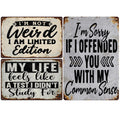 Funny Quote Metal Wall Sign Set, Vintage Style Tin Art, 8x12