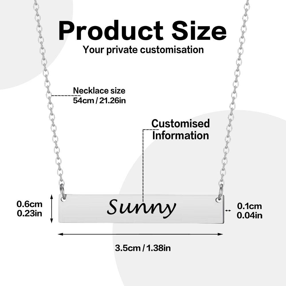 Custom Text Titanium Steel Pendant Necklace, Laser Engraved