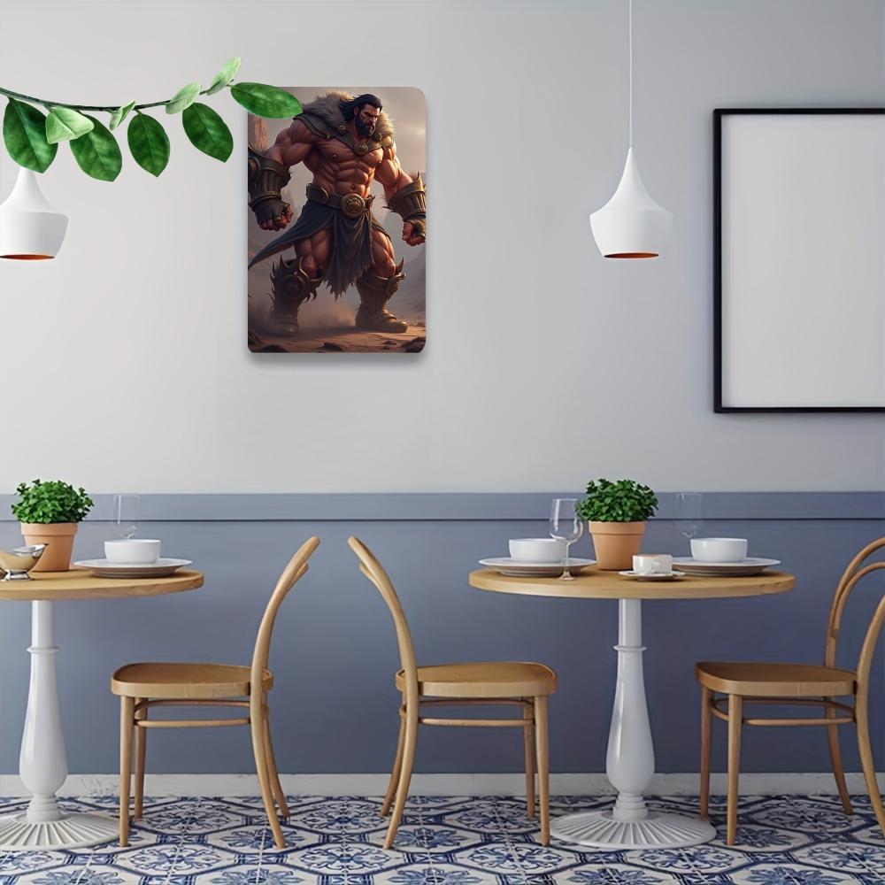 Muscular Warrior Metal Tin Sign, Game Room Wall Decor