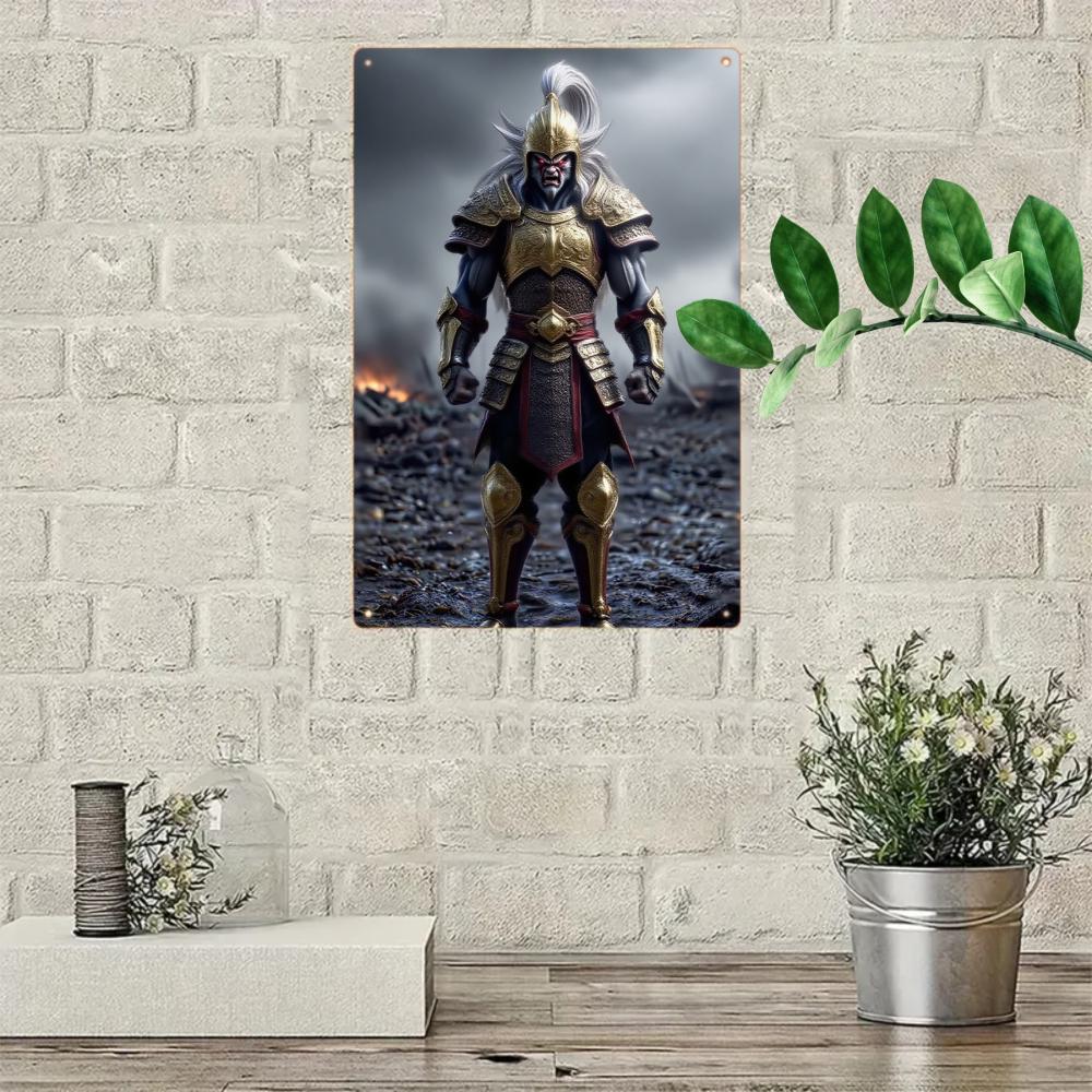 Warrior Armor Metal Tin Sign, Fantasy Game Room Decor